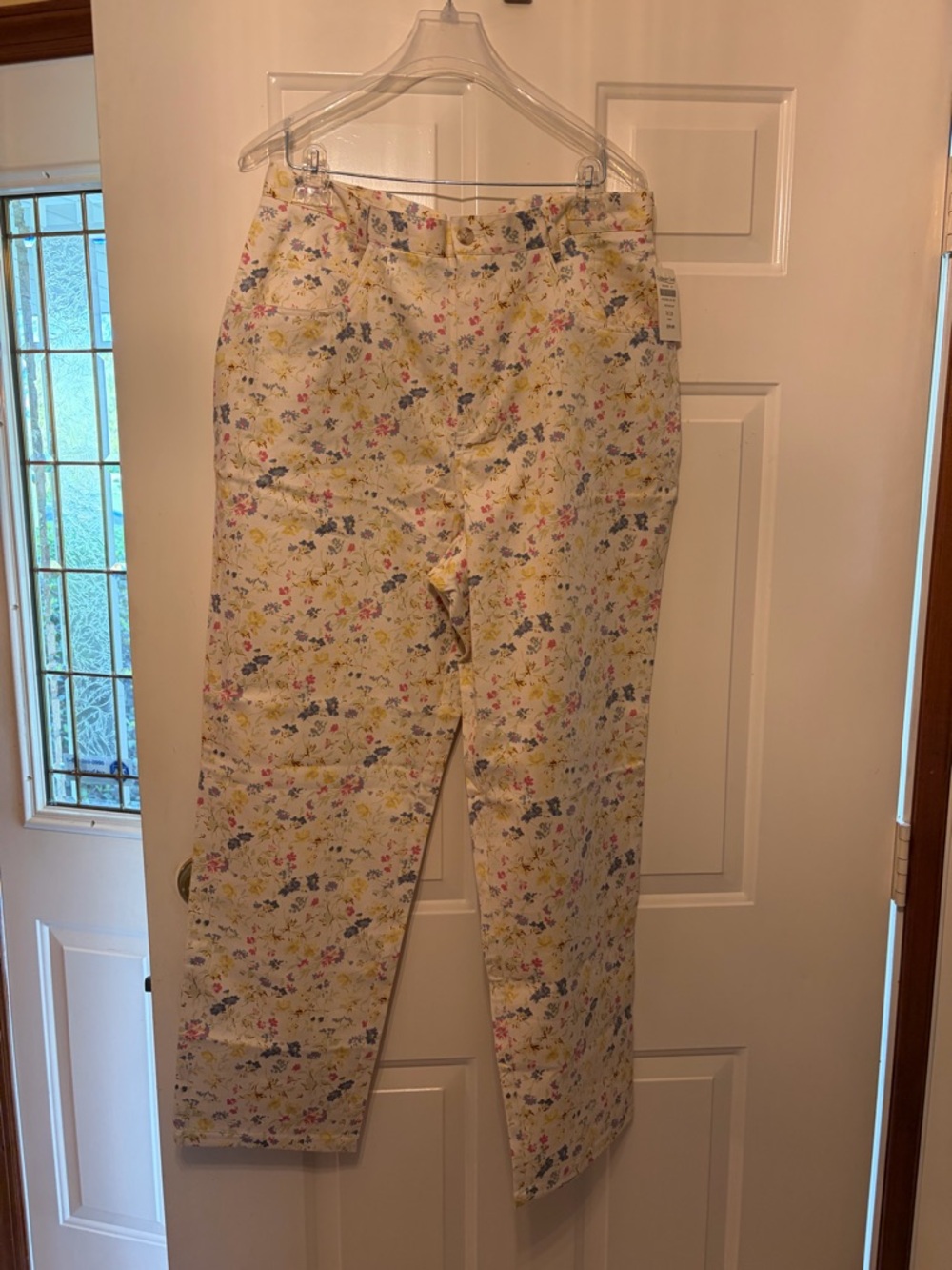 Coldwater Creek Cream Floral Straight-Leg Pants